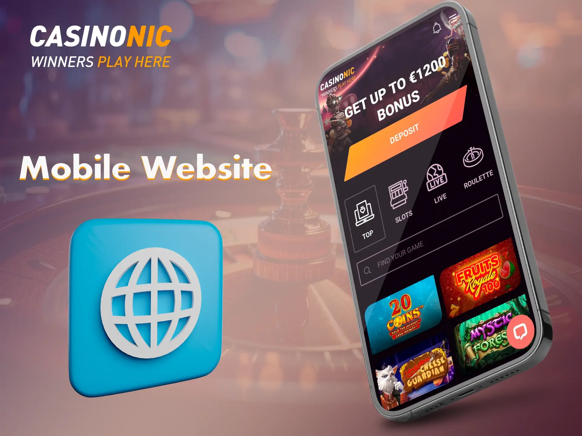 All site features and access to games are available on the mobile version of the Casinonic website.