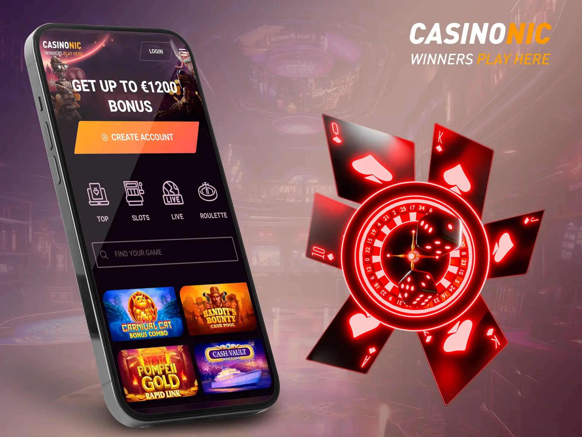 If you use your phone, you also have access to all the features of the site and of course Casinonic casino games.