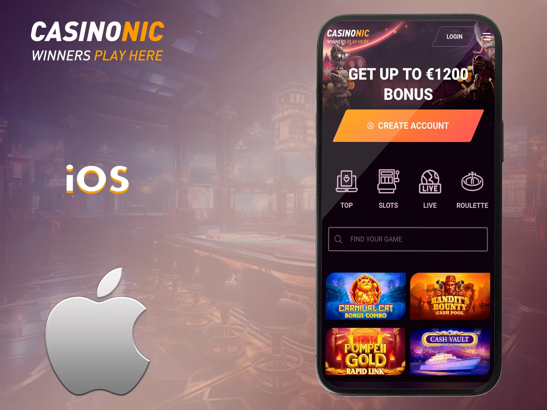 Casinonic works great and shows great performance on iOS devices.