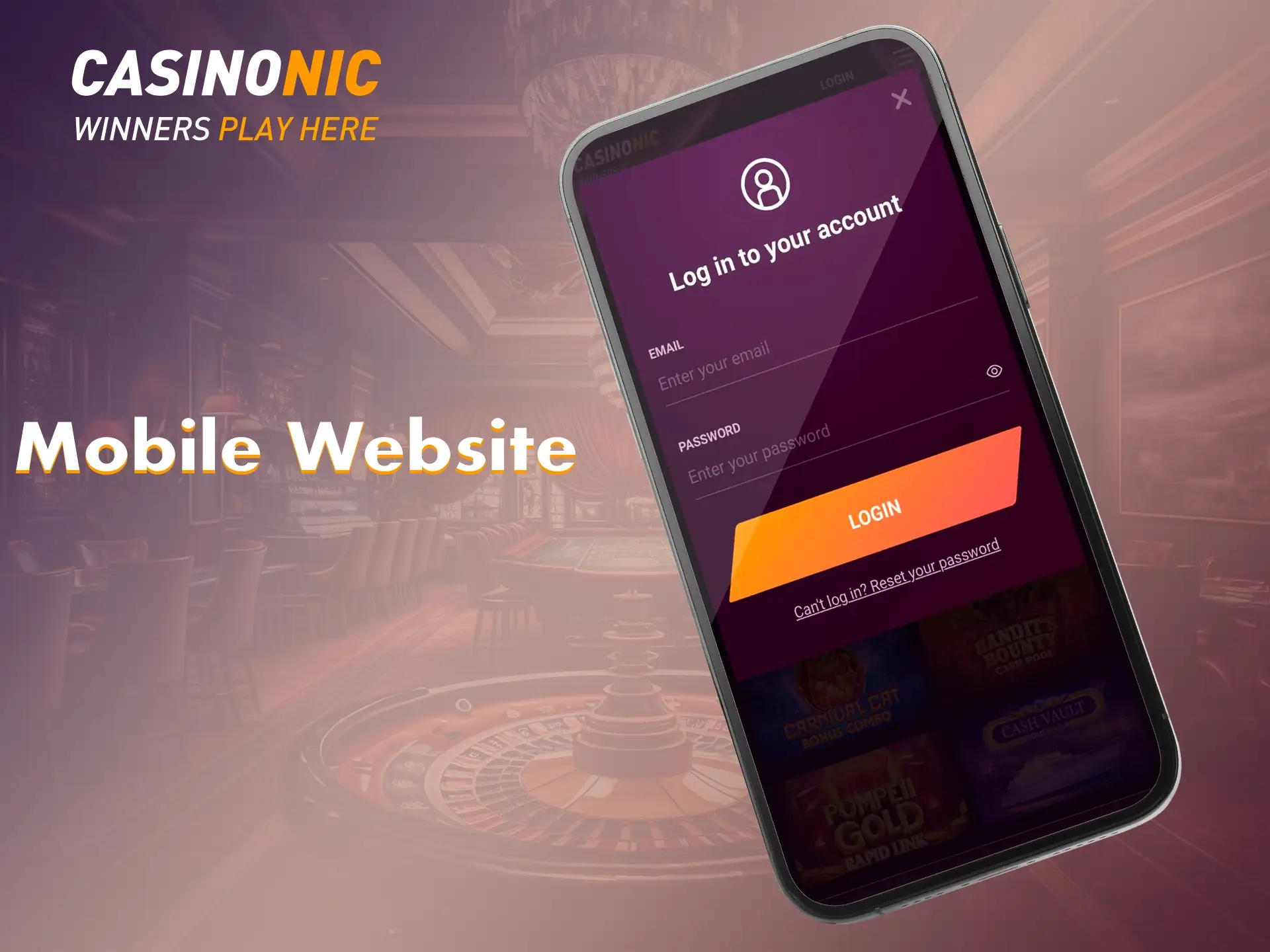 Casinonic's mobile site is characterised by a simple and straightforward interface.