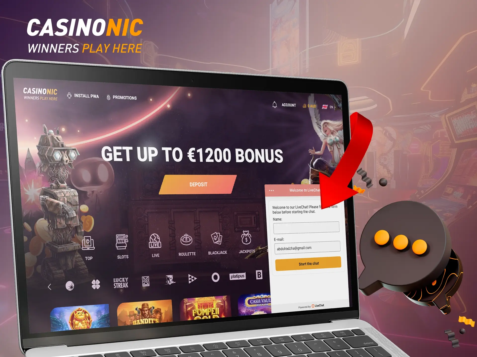 Casinonic regularly improves its service and the casino's team of professionals will help you with any question you may have.