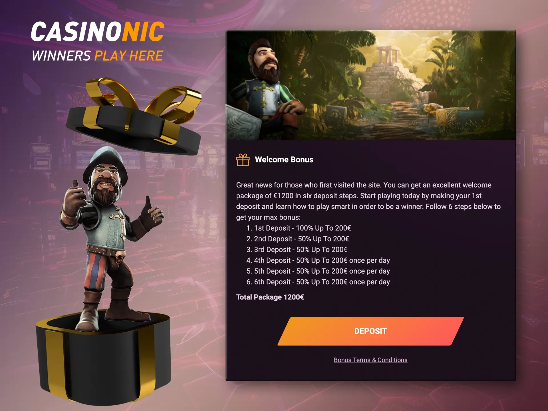 All new users will receive a large starting bonus to begin their journey in the world of Casinonic casino.