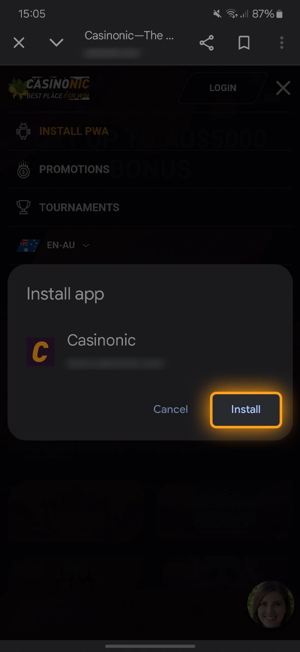 Wait for the system to complete the download process for Casinonic.