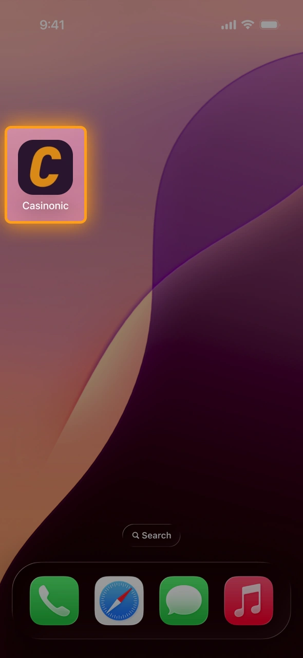 Choose to play on Safari or install the PWA for Casinonic.