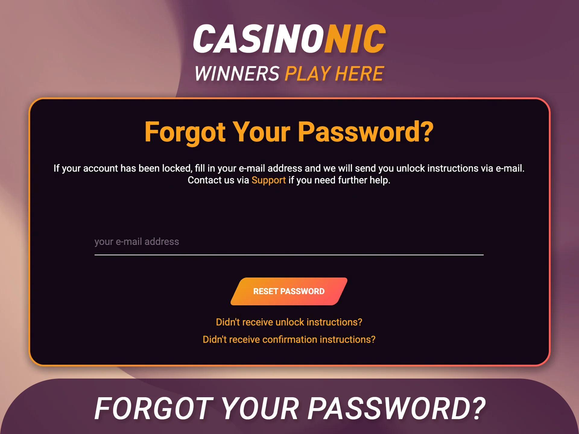 Discover what to do if you forgot your password for Casinonic.
