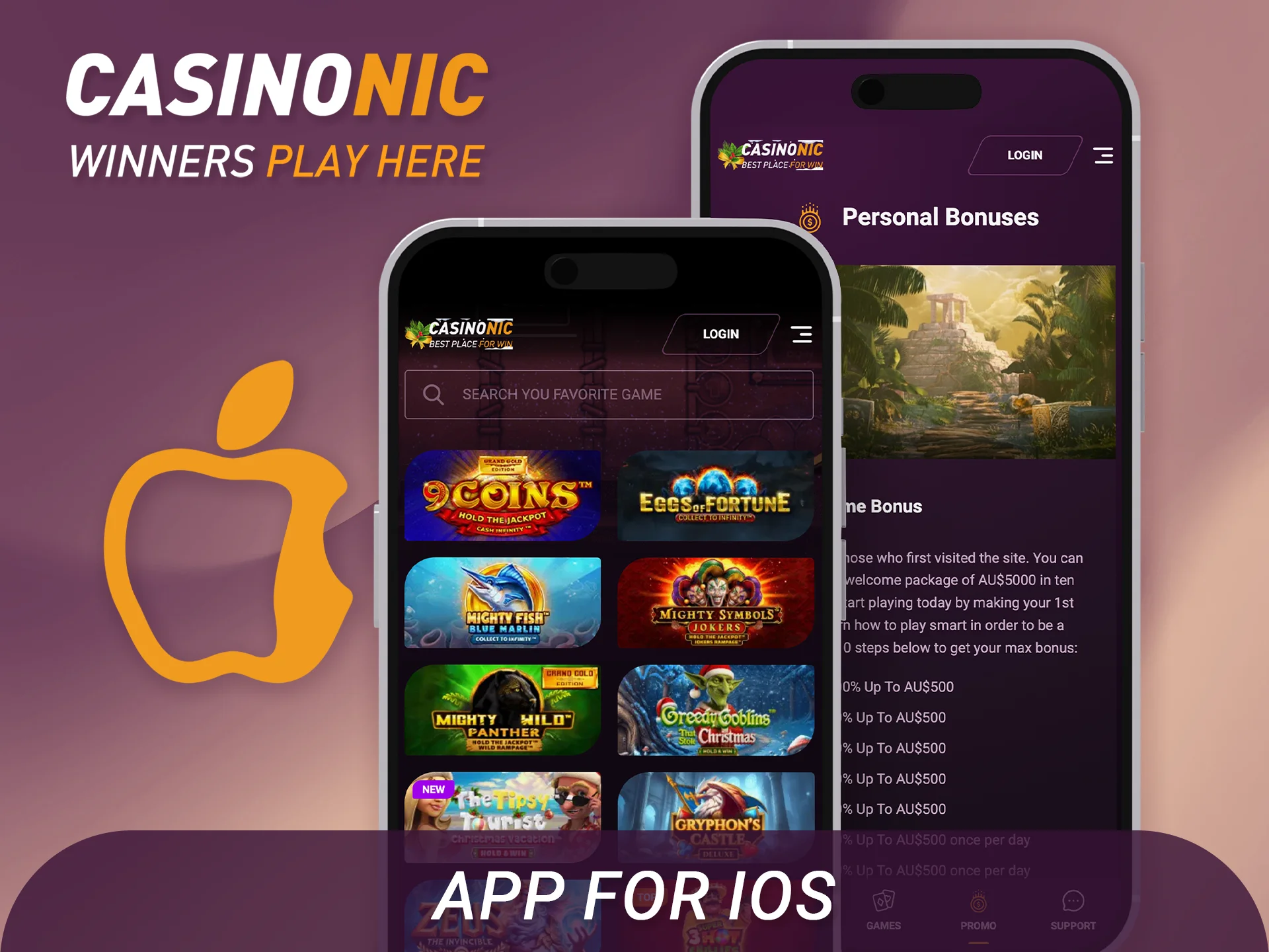 Follow instructions for getting Casinonic on iOS devices to start betting.