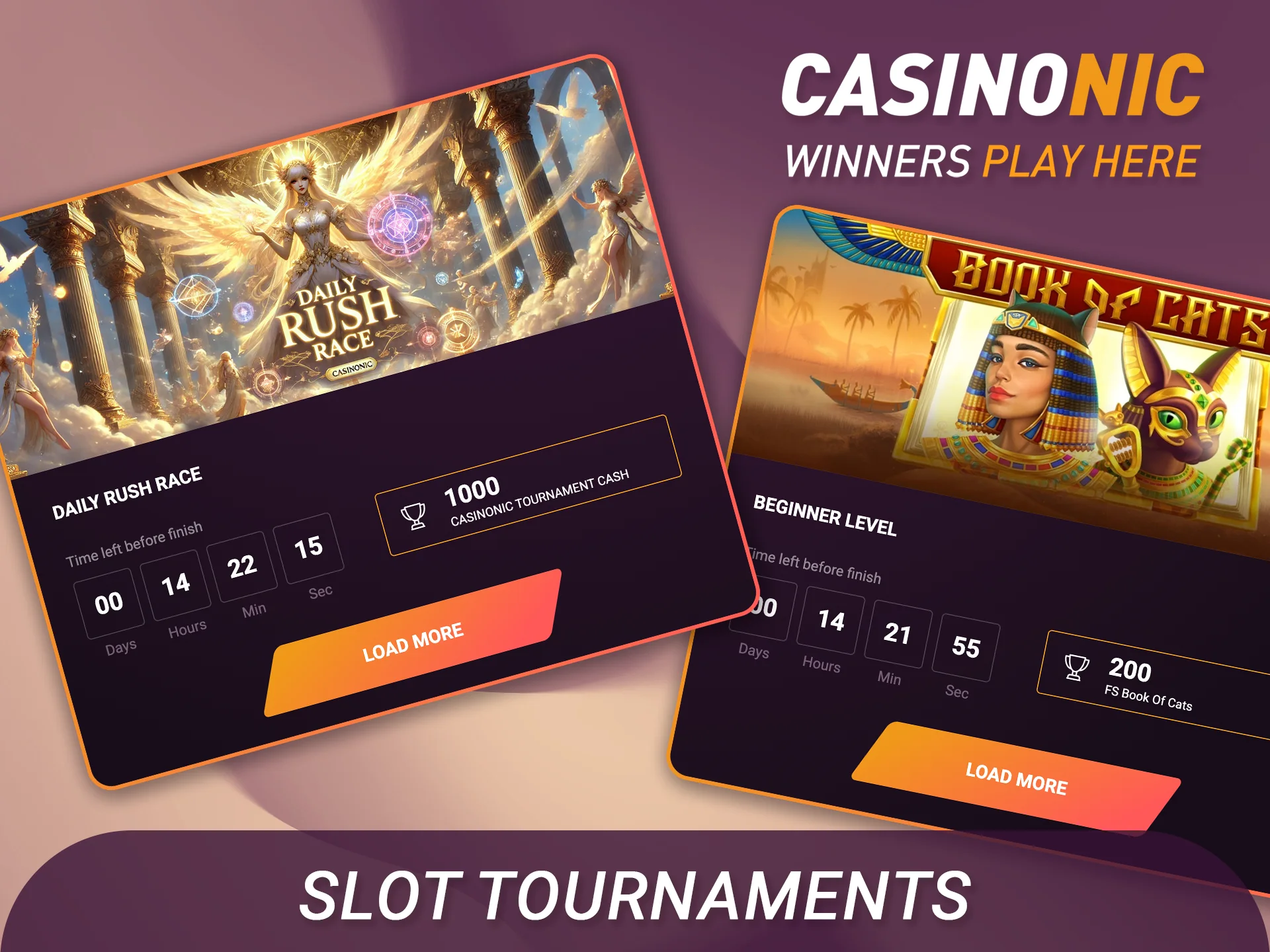 Participate in Casinonic slot tournaments to win real cash prizes.