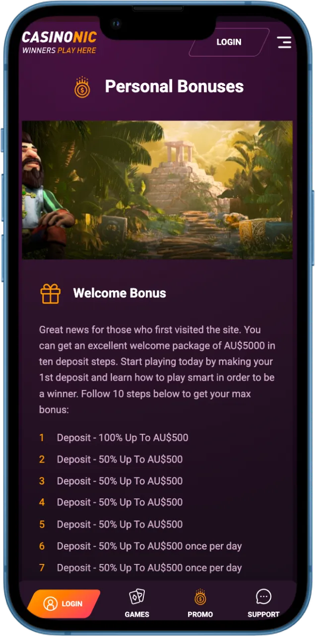 Get bonuses to increase your winnings at Casinonic.