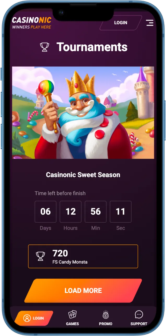 Learn more about tournaments in the Casinonic online casino app.