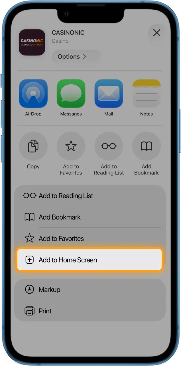 Install the PWA for Casinonic.