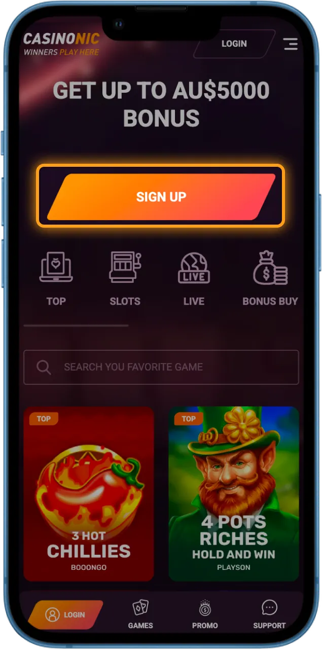 Access the platform to create or log in to your account.