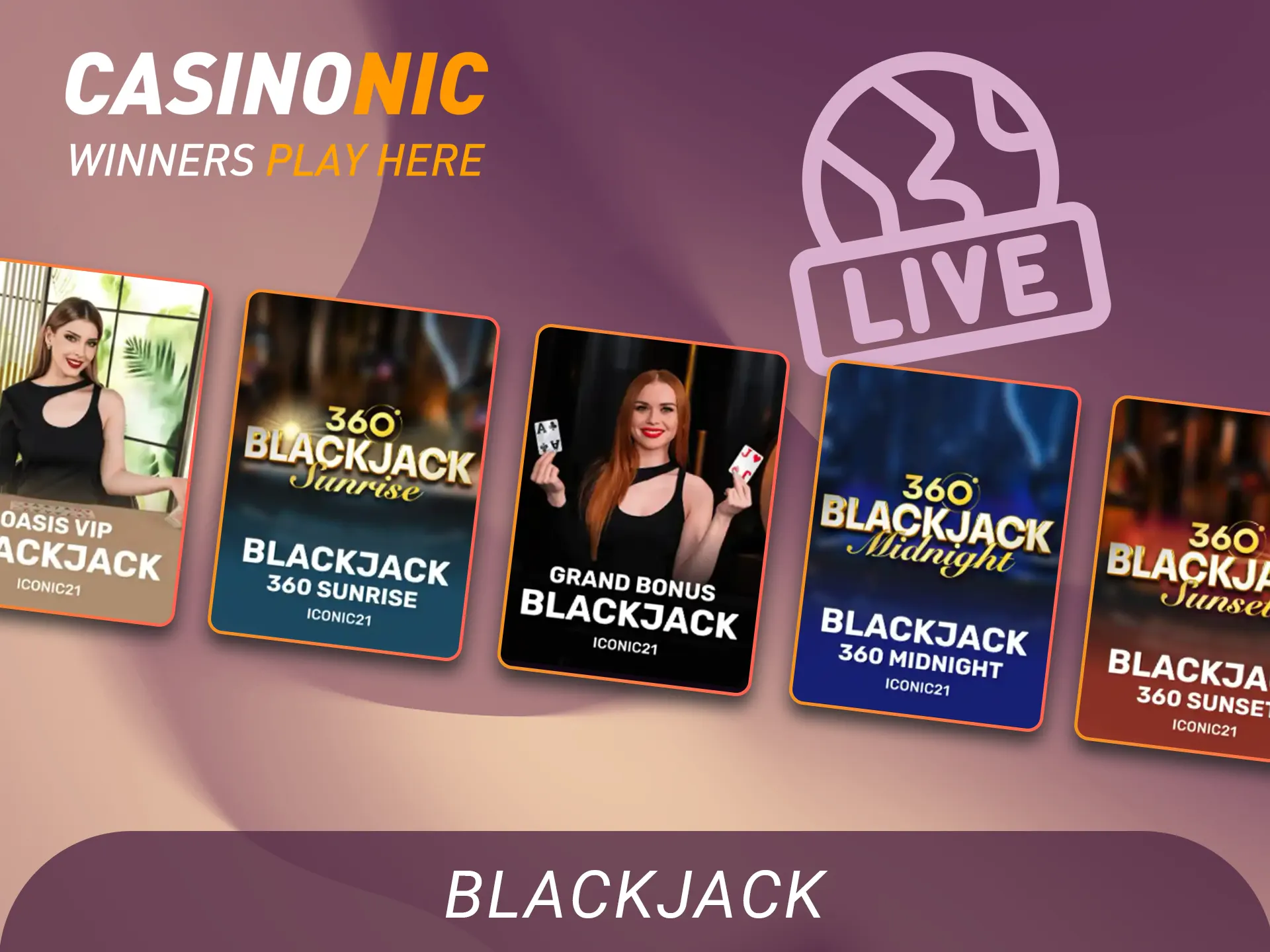 Beat the dealer in blackjack on the Casinonic site now.