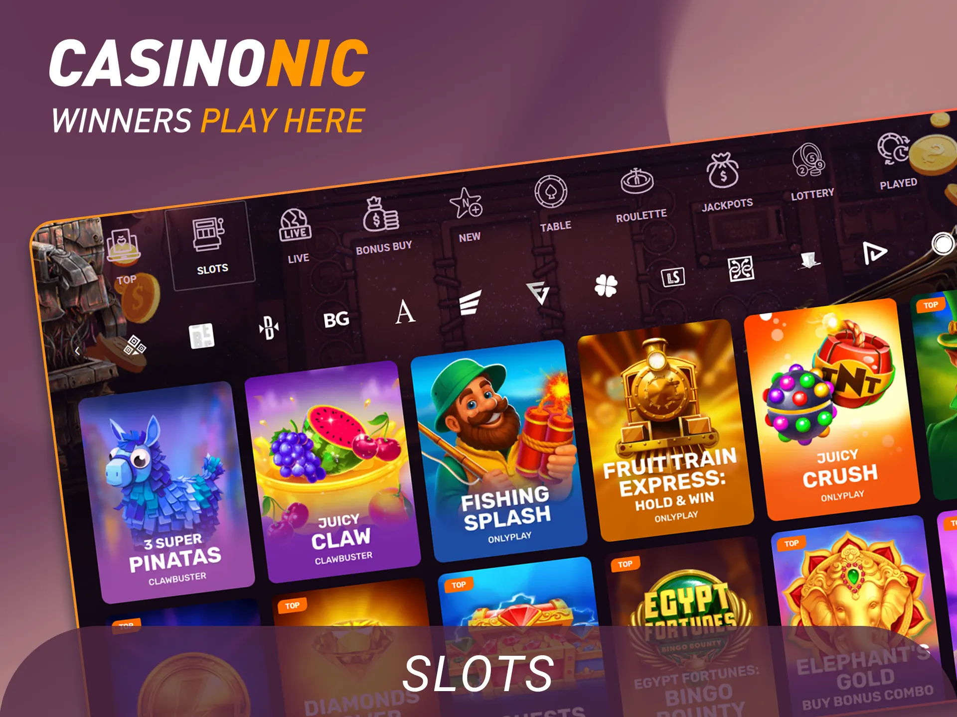 Spin top slot games on the Casinonic site now.