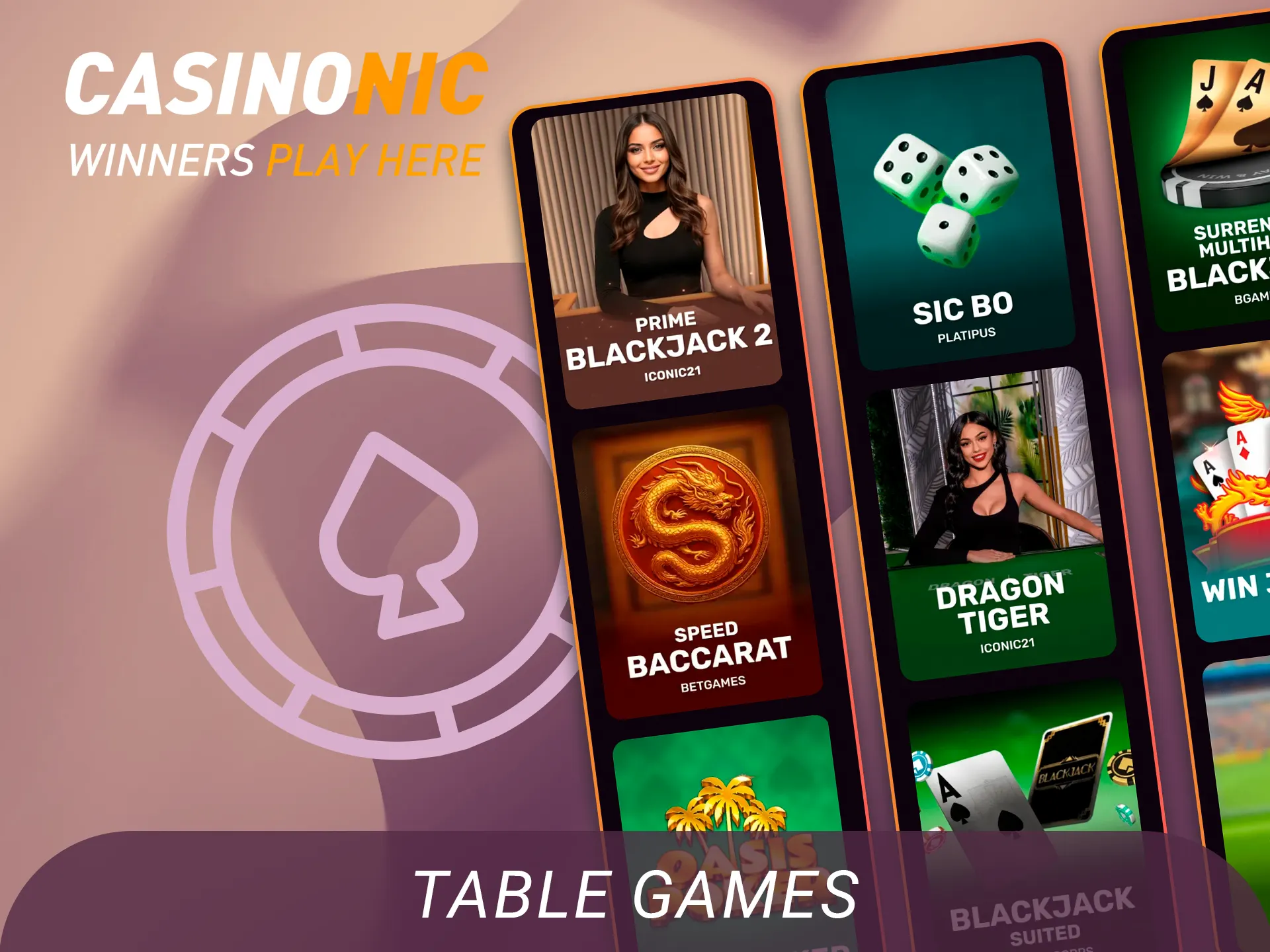 Enjoy classic table games on the Casinonic site now.